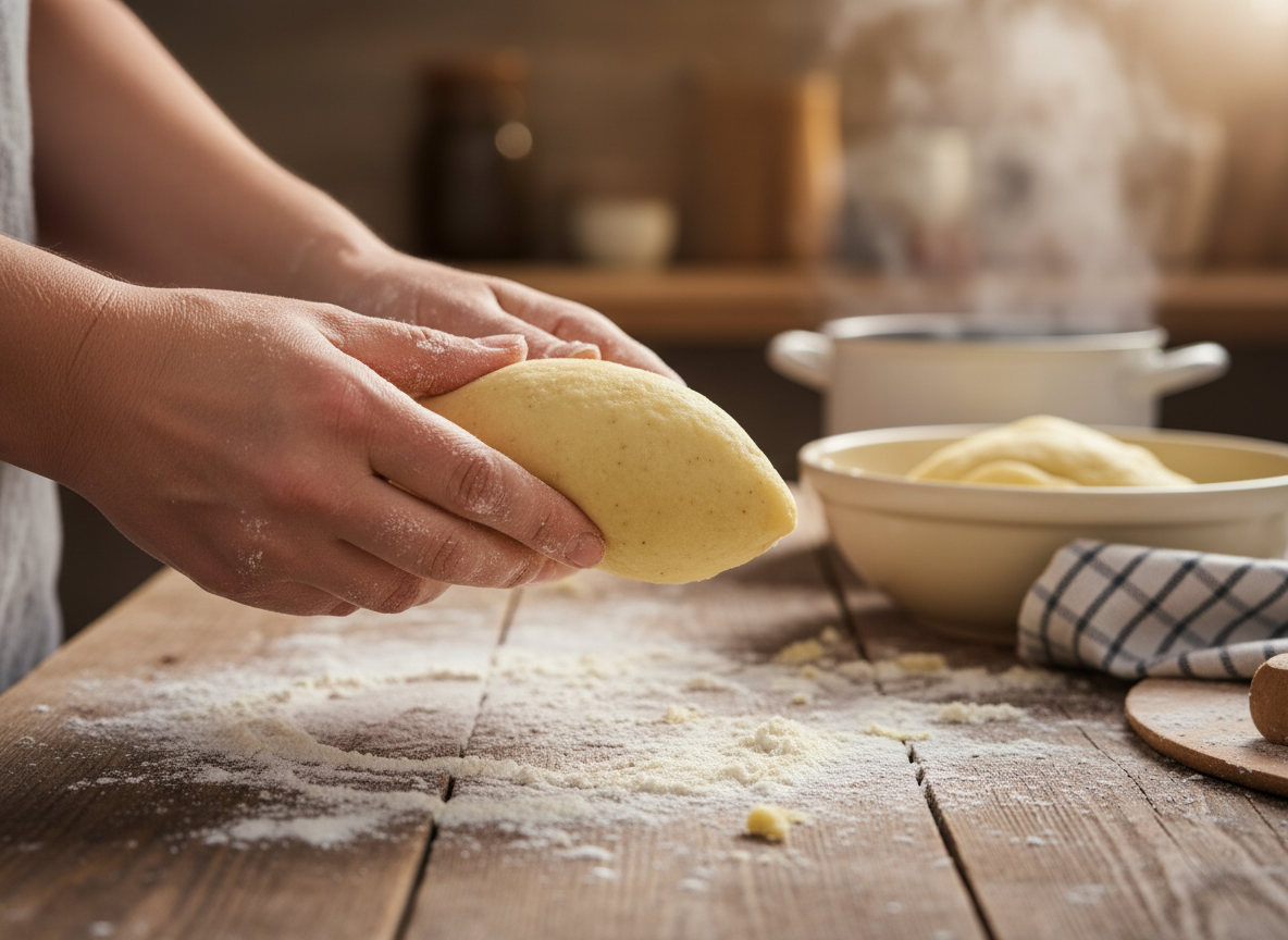 Hand-shaping the aerodynamic Cepelinai dumplings