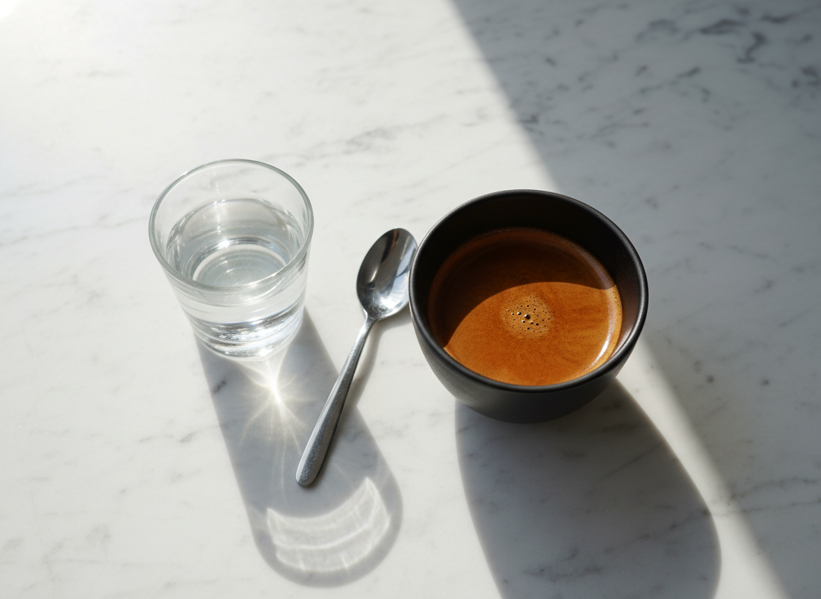 Dark roast coffee in a Vilnius cafe