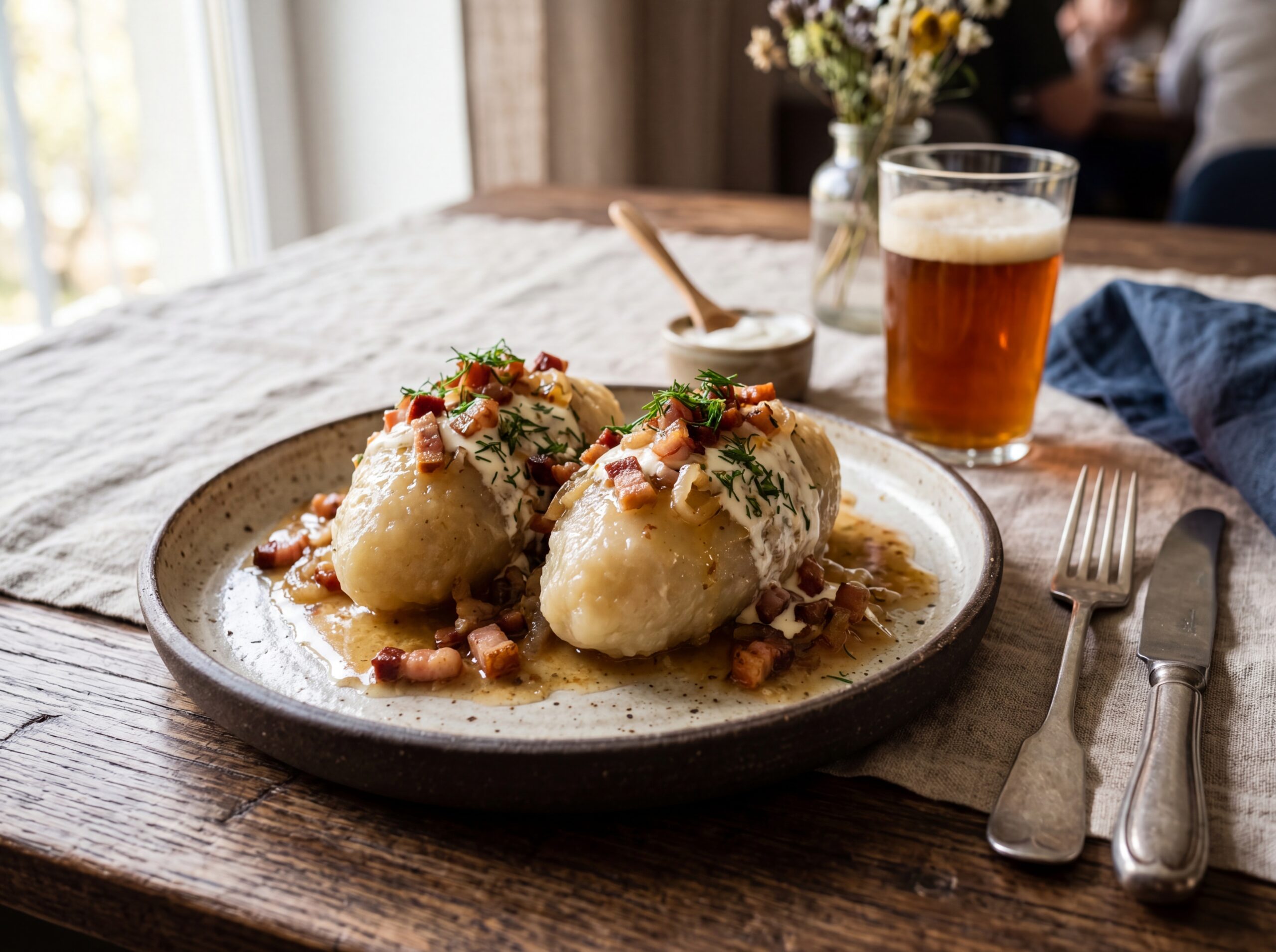 Traditional Lithuanian dish served with modern presentation