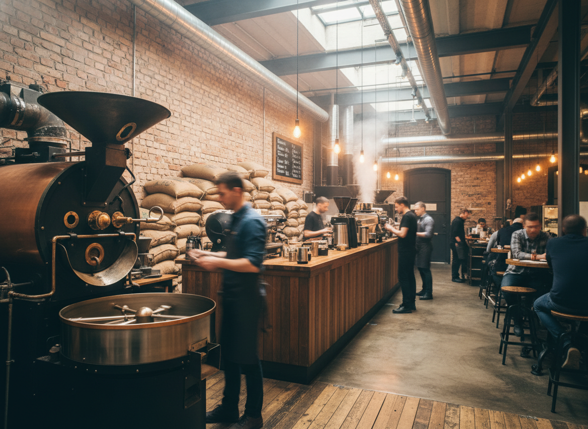 A bustling coffee roastery in Vilnius